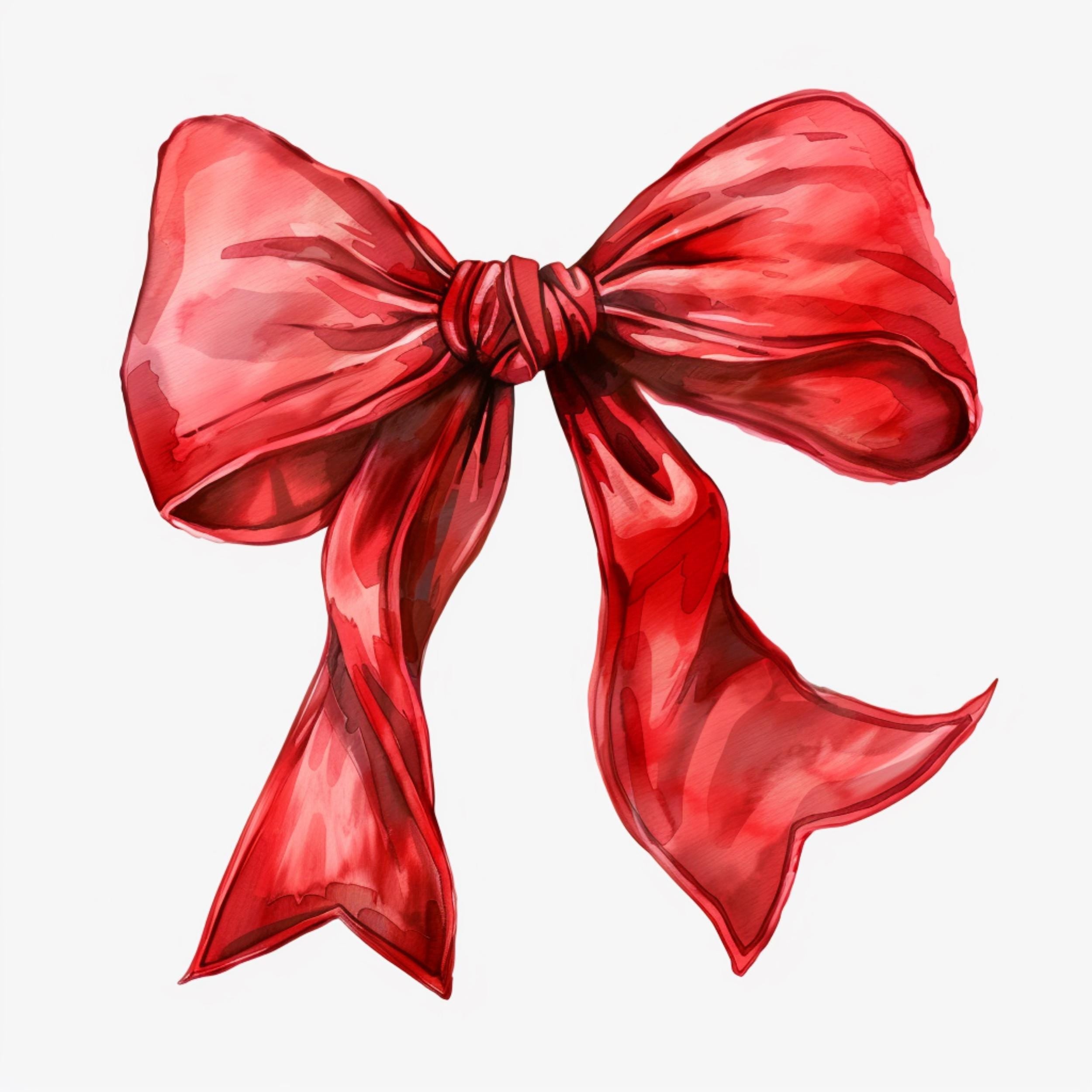 Watercolor Red Bow Clipart Bundle: Ribbon PNG for Scrapbooking (Digital Download