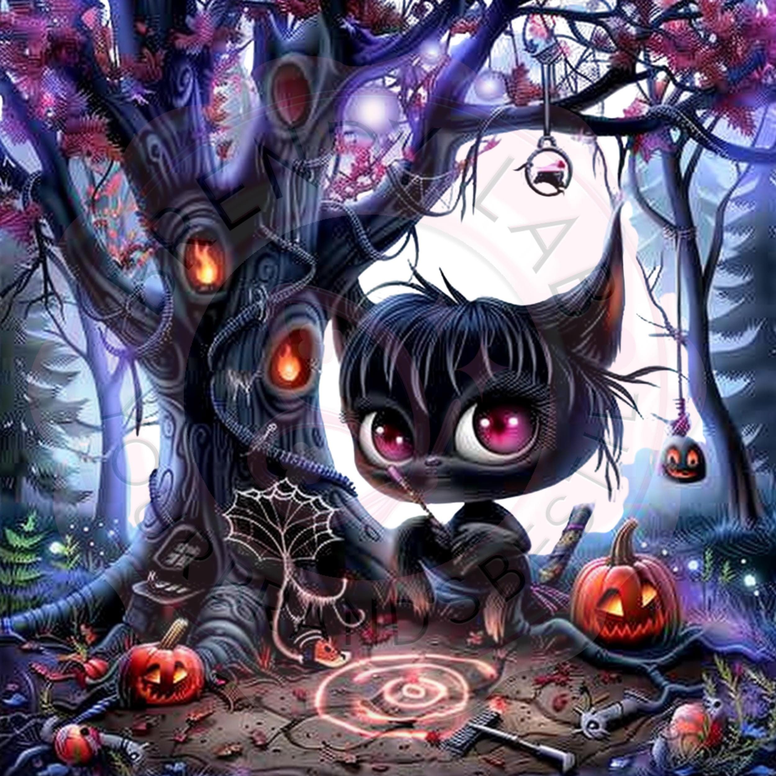 Witchy Halloween Backgrounds: Spooky Digital Clipart Bundle (PNG)