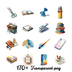 Watercolor School Clipart Bundle: 170+ PNG Graphics