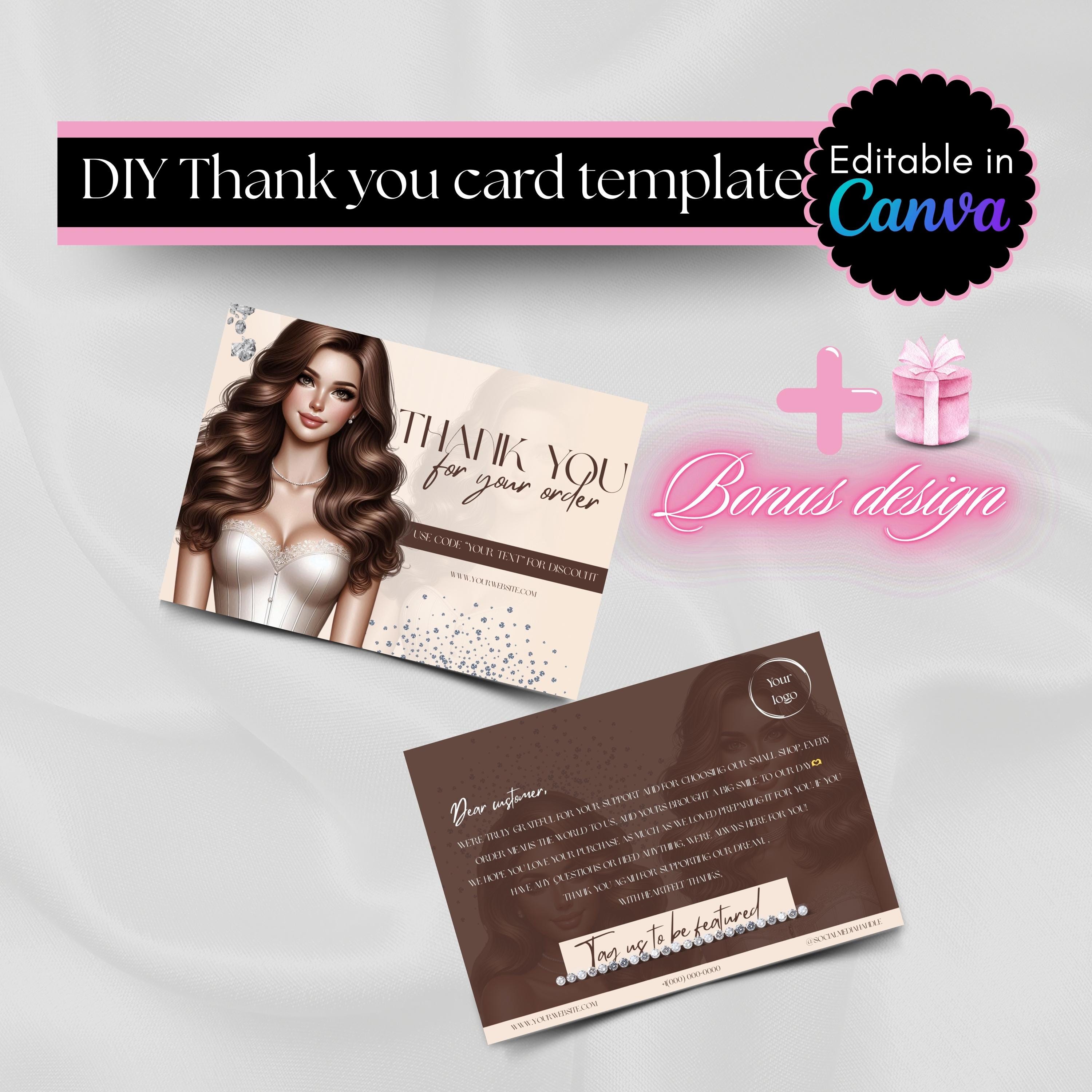 Elegant Brown Thank You Card Template: Small Business (Canva Editable)