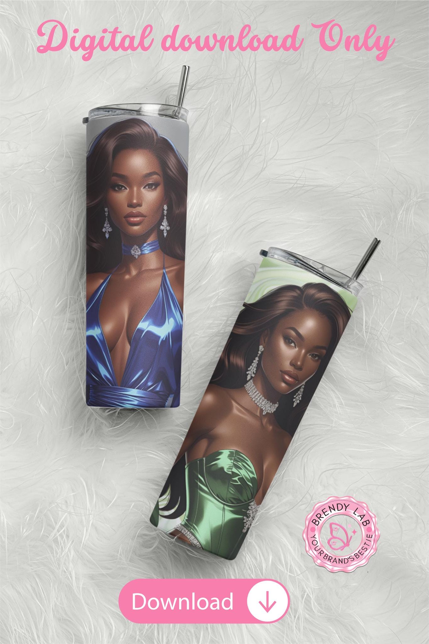 Glam Black Women Clipart Bundle: Afrocentric Fashion PNGs