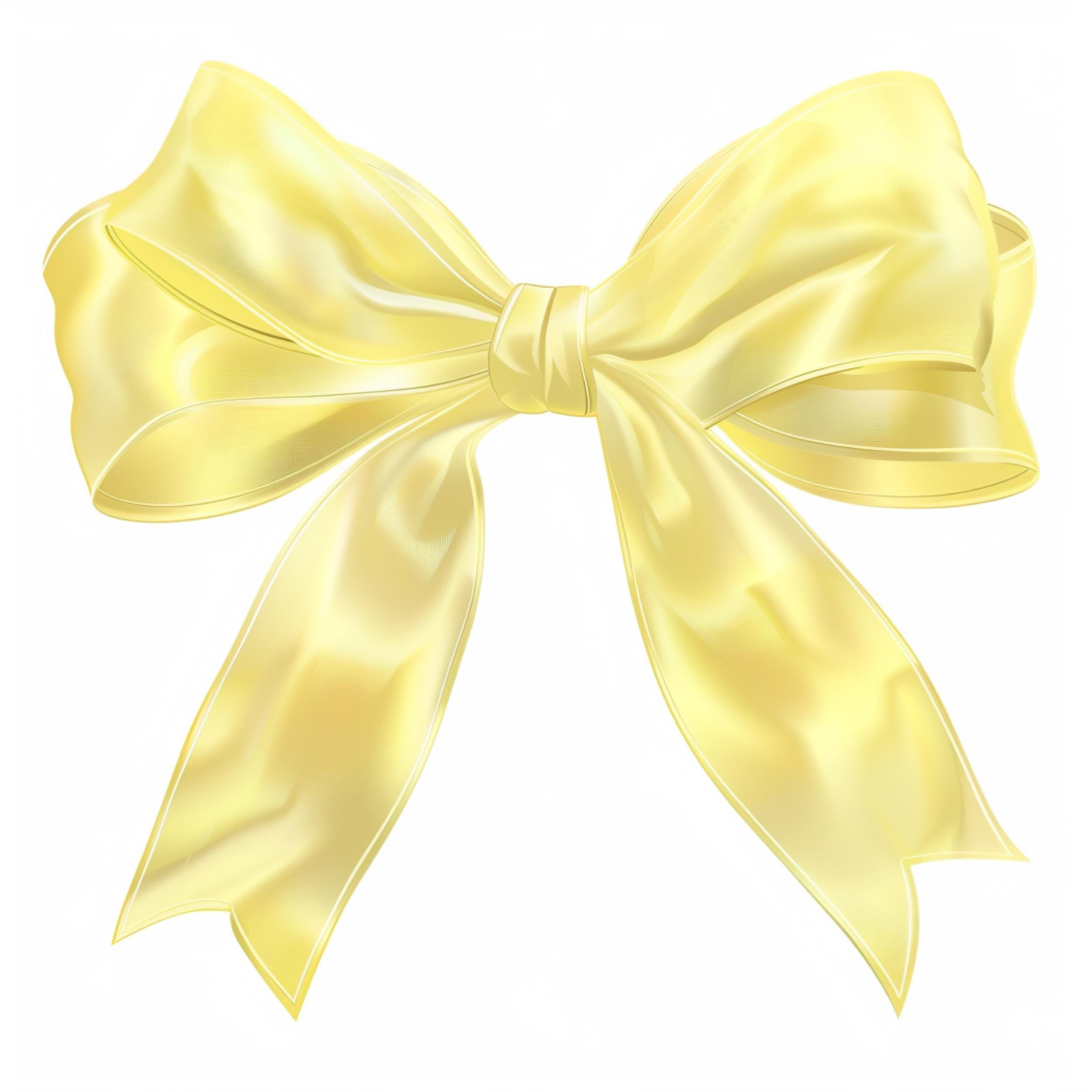 Watercolor Bow Clipart Bundle: Yellow Satin Ribbon PNG (Digital Download