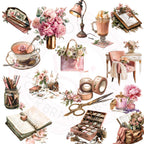 Watercolor Planner Clipart Bundle: Cozy Lifestyle PNG Graphics