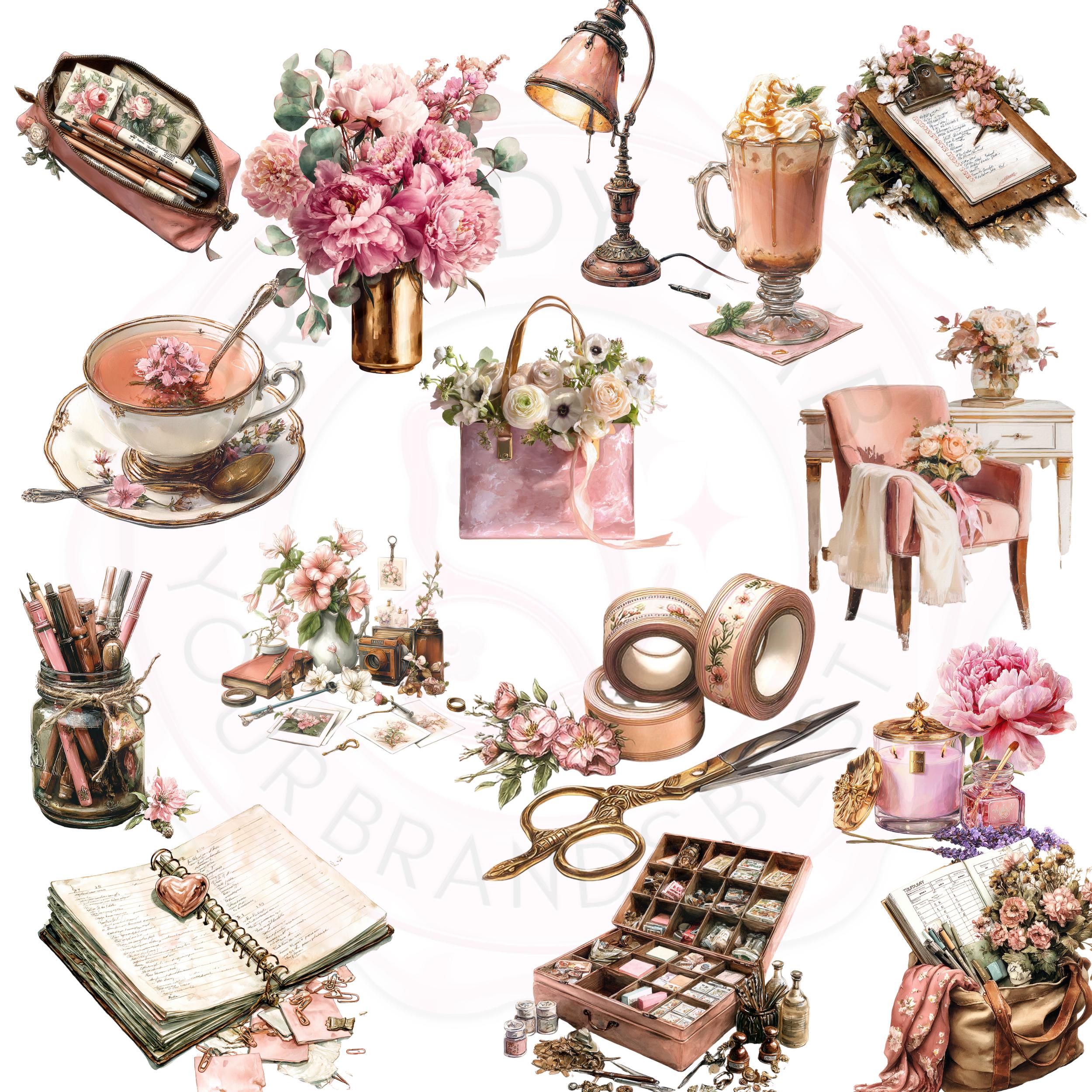 Watercolor Planner Clipart Bundle: Cozy Lifestyle PNG Graphics