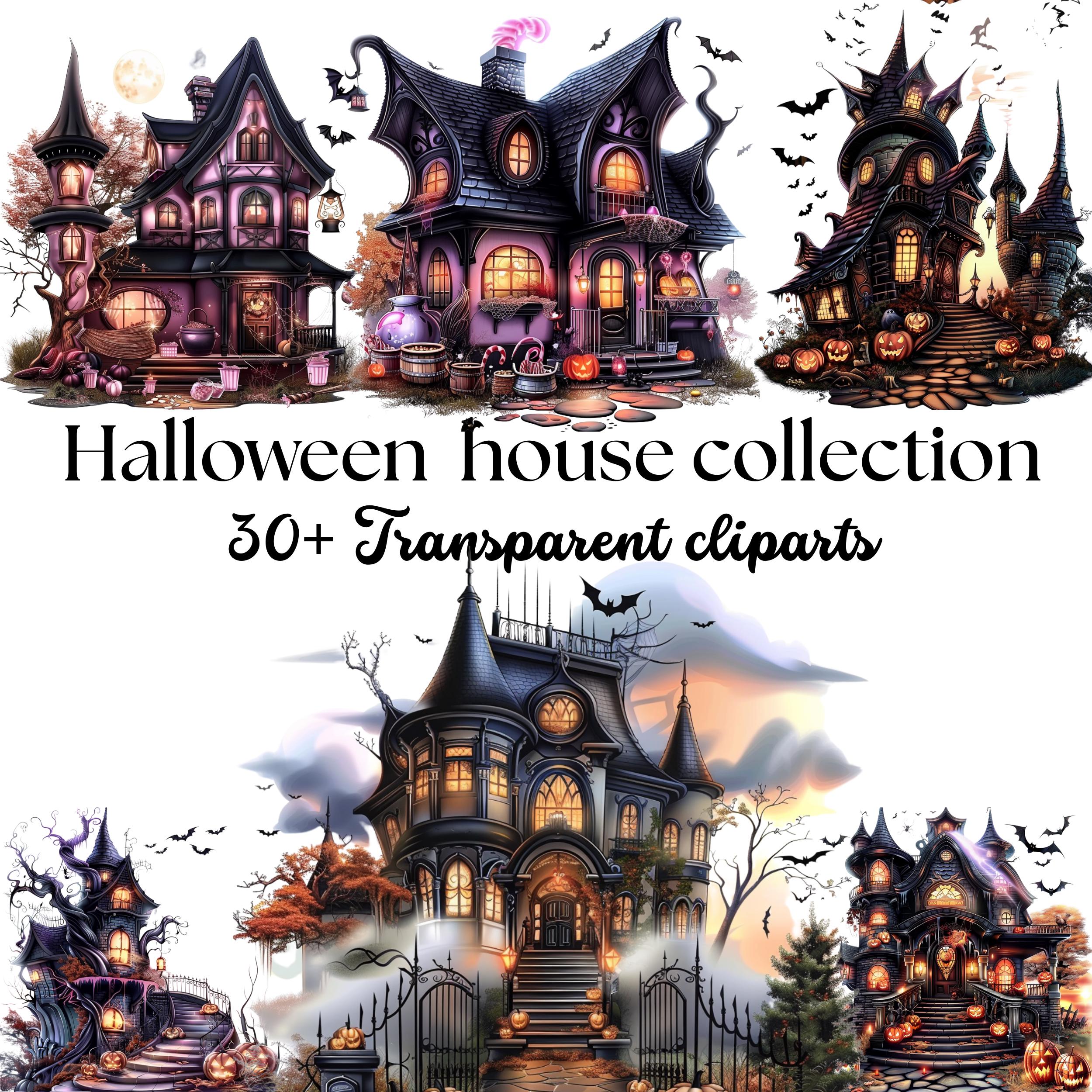 Haunted House Clipart Bundle: 30+ Spooky Halloween PNG Graphics