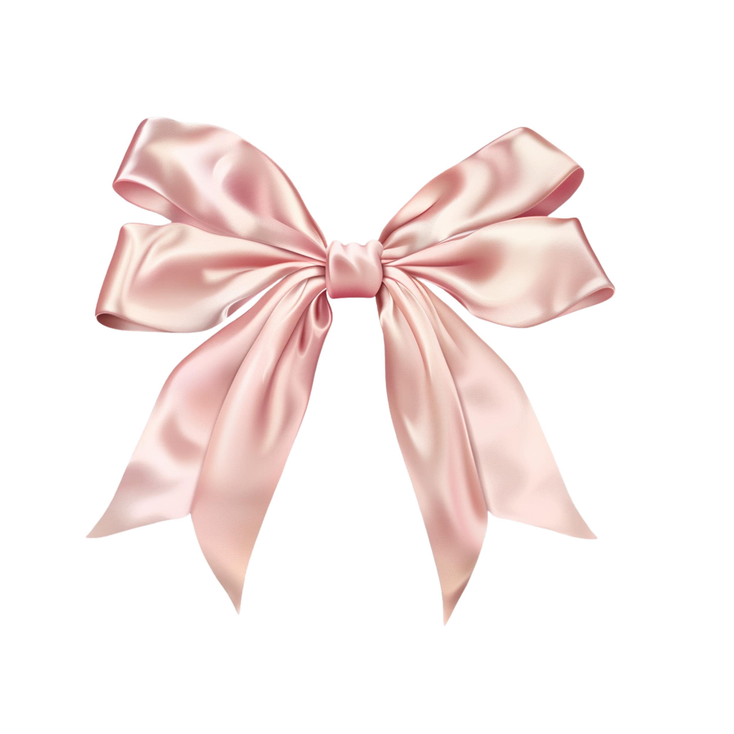 Watercolor Pink Bow Clipart Bundle: Satin & Ribbon PNG Graphics