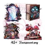 Halloween Clipart Mega Bundle: Gothic Spellbooks, Potions, Black Cats (Digital Download PNG)