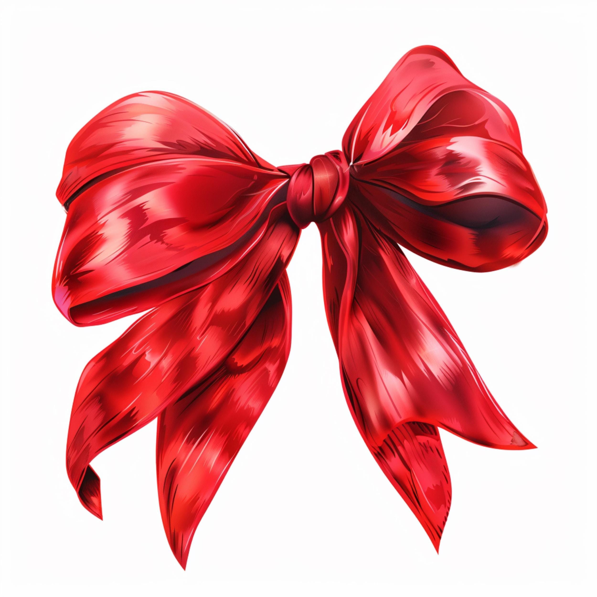 Watercolor Red Bow Clipart Bundle: Ribbon PNG for Scrapbooking (Digital Download