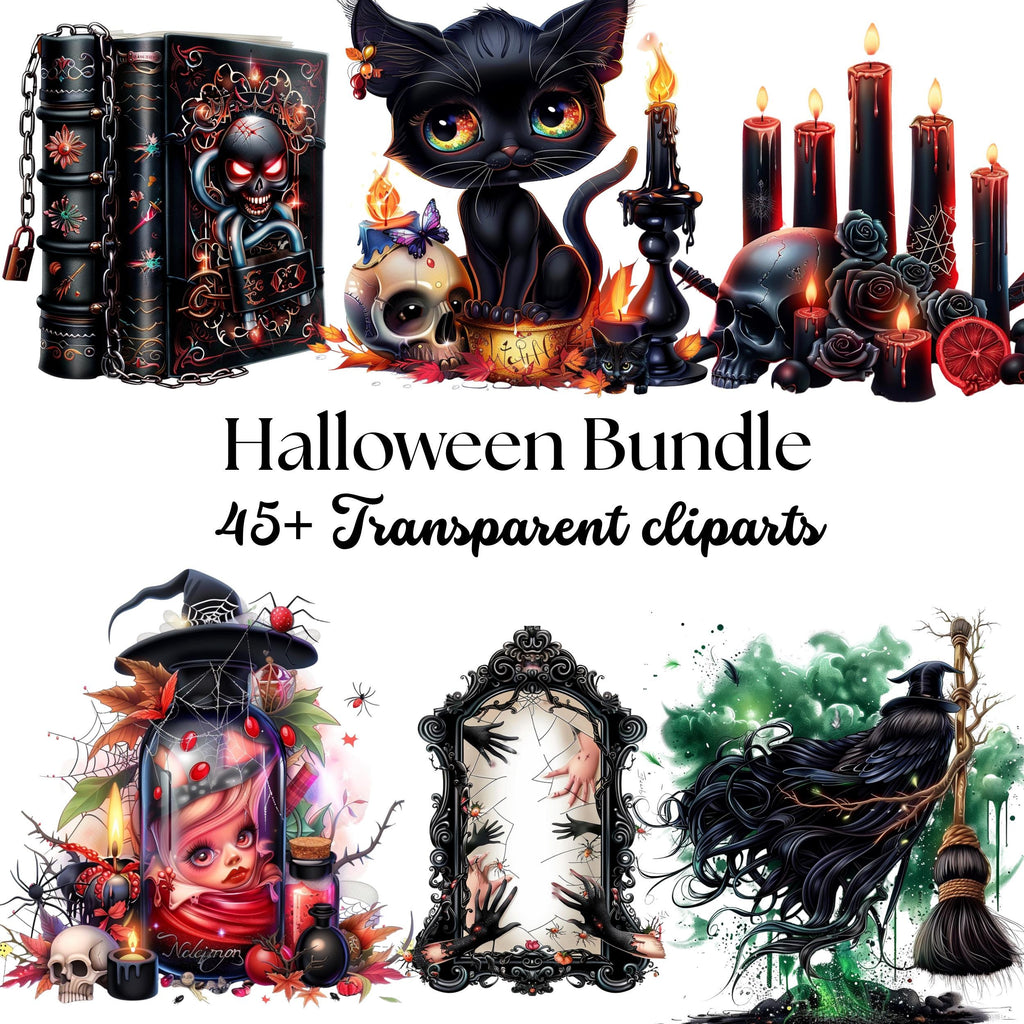 Halloween Clipart Mega Bundle: Witch, Ghost, Sublimation Designs