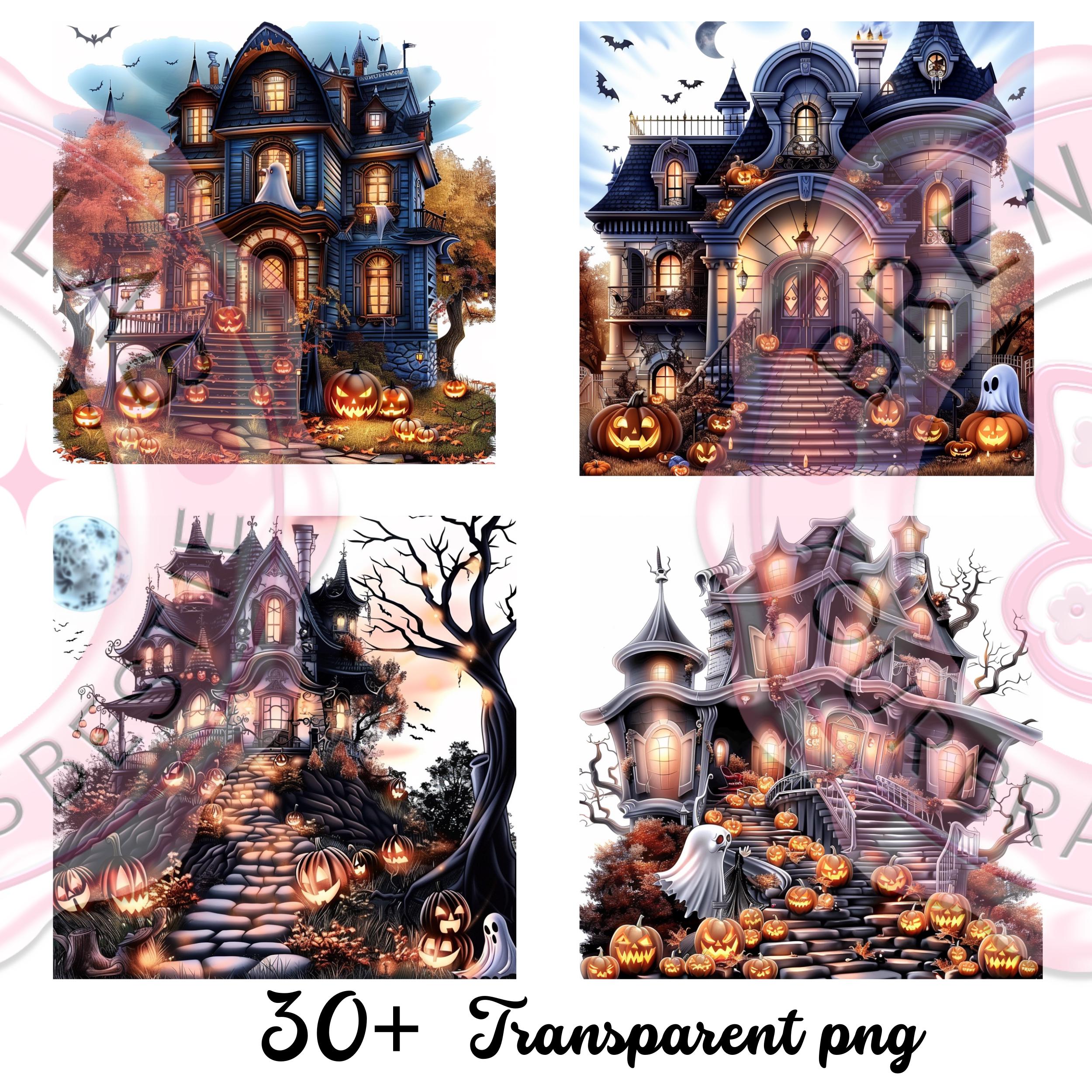 Haunted House Clipart Bundle: 30+ Spooky Halloween PNG Graphics