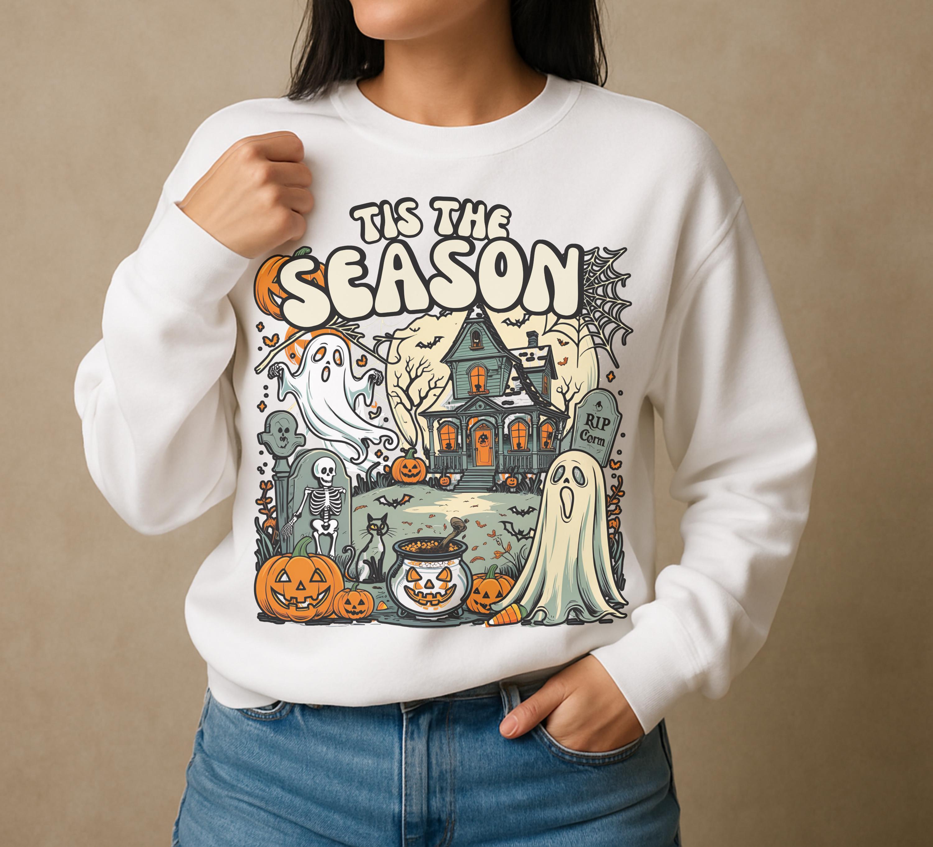 Halloween Themed Sweatshirt, Cozy Fall Apparel, Unisex Crewneck, Spooky Season Outfit, Halloween Celebration Clothing