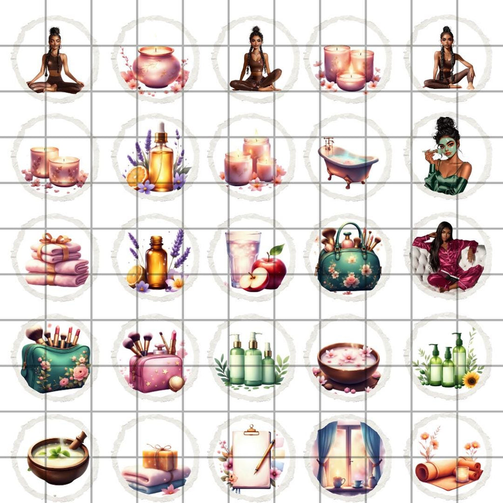 Black Women Selfcare Clipart PNG Bundle: Glam Goddess Illustrations
