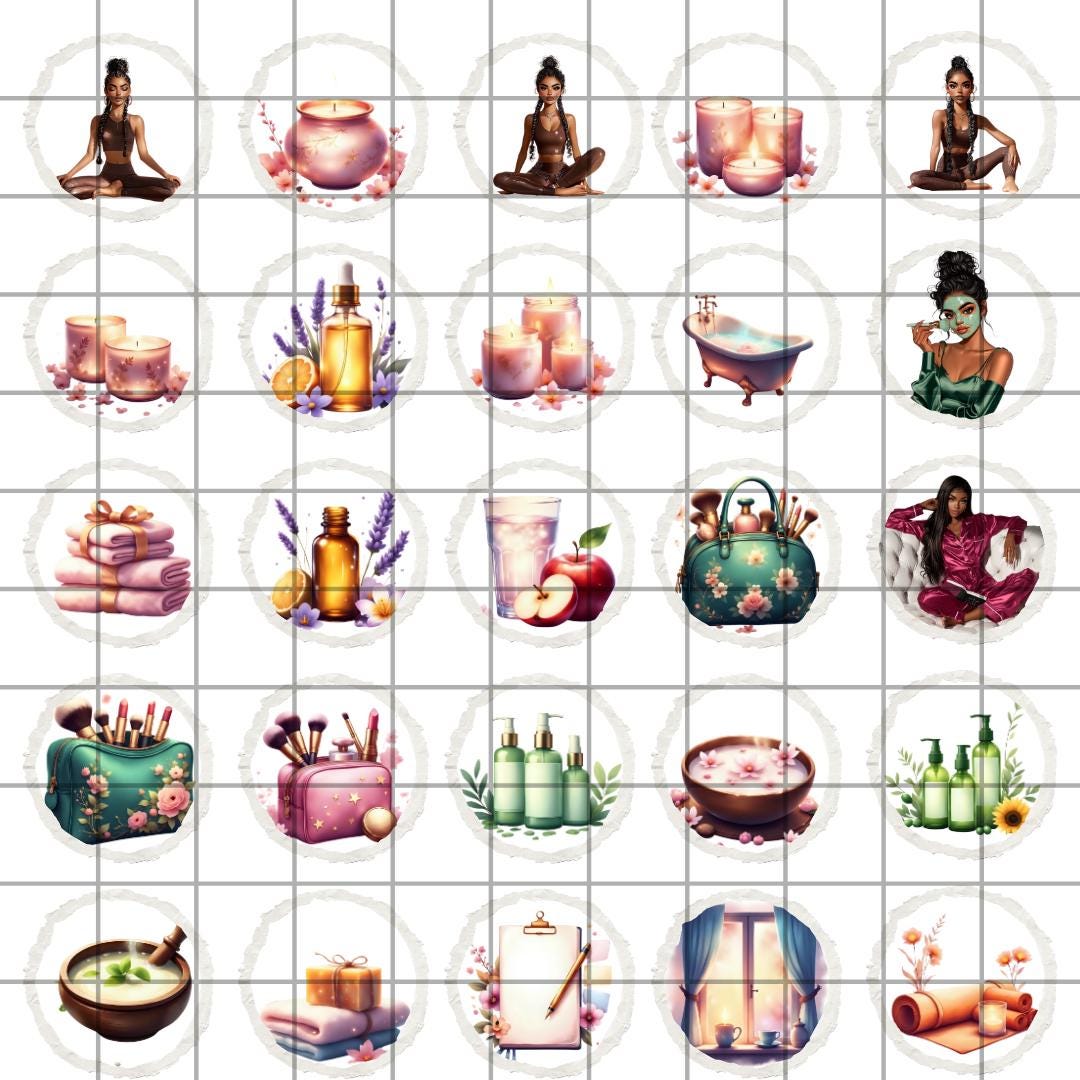 Black Women Selfcare Clipart PNG Bundle: Glam Goddess Illustrations