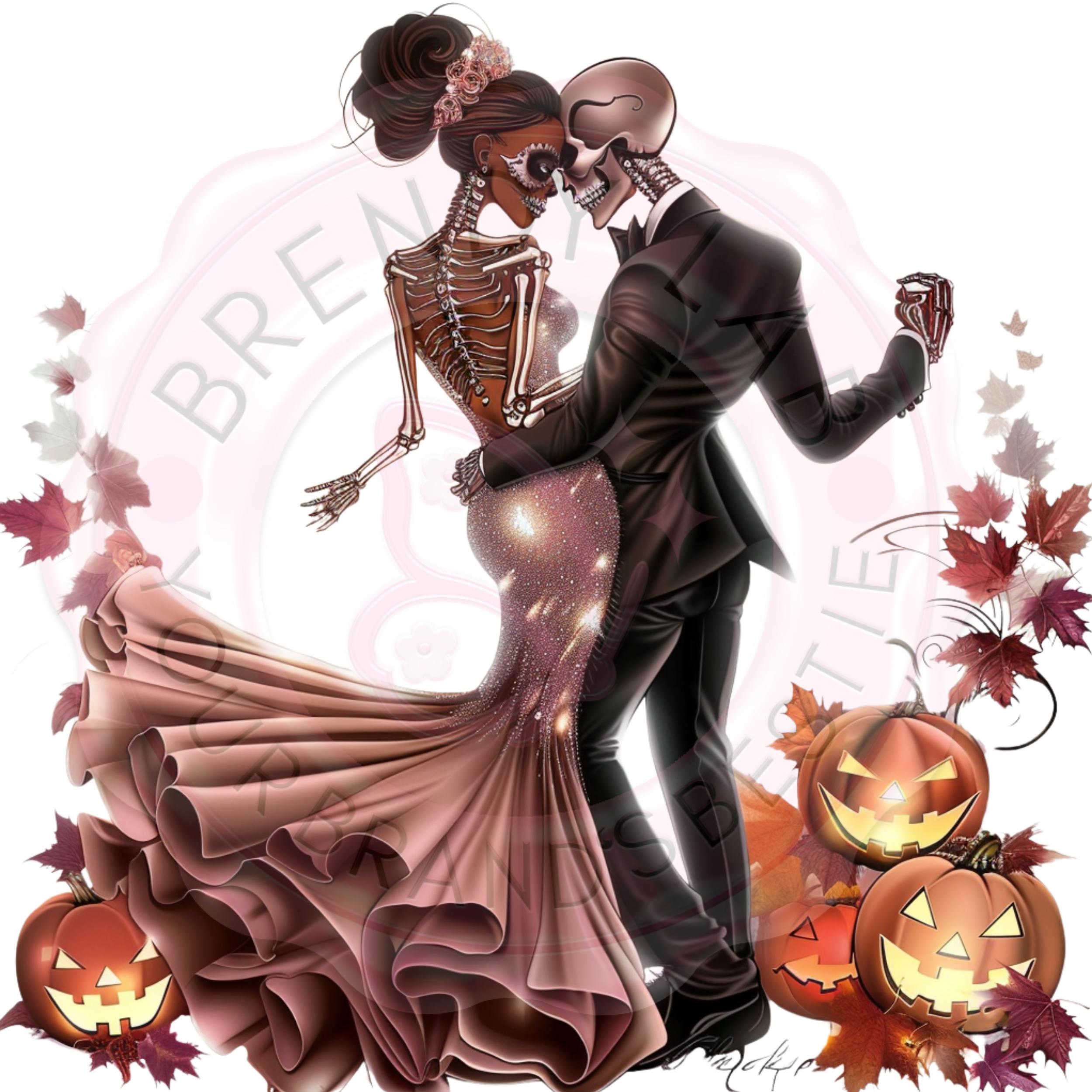 Halloween Skeleton Clipart: Spooky Chefs & Gothic Couples