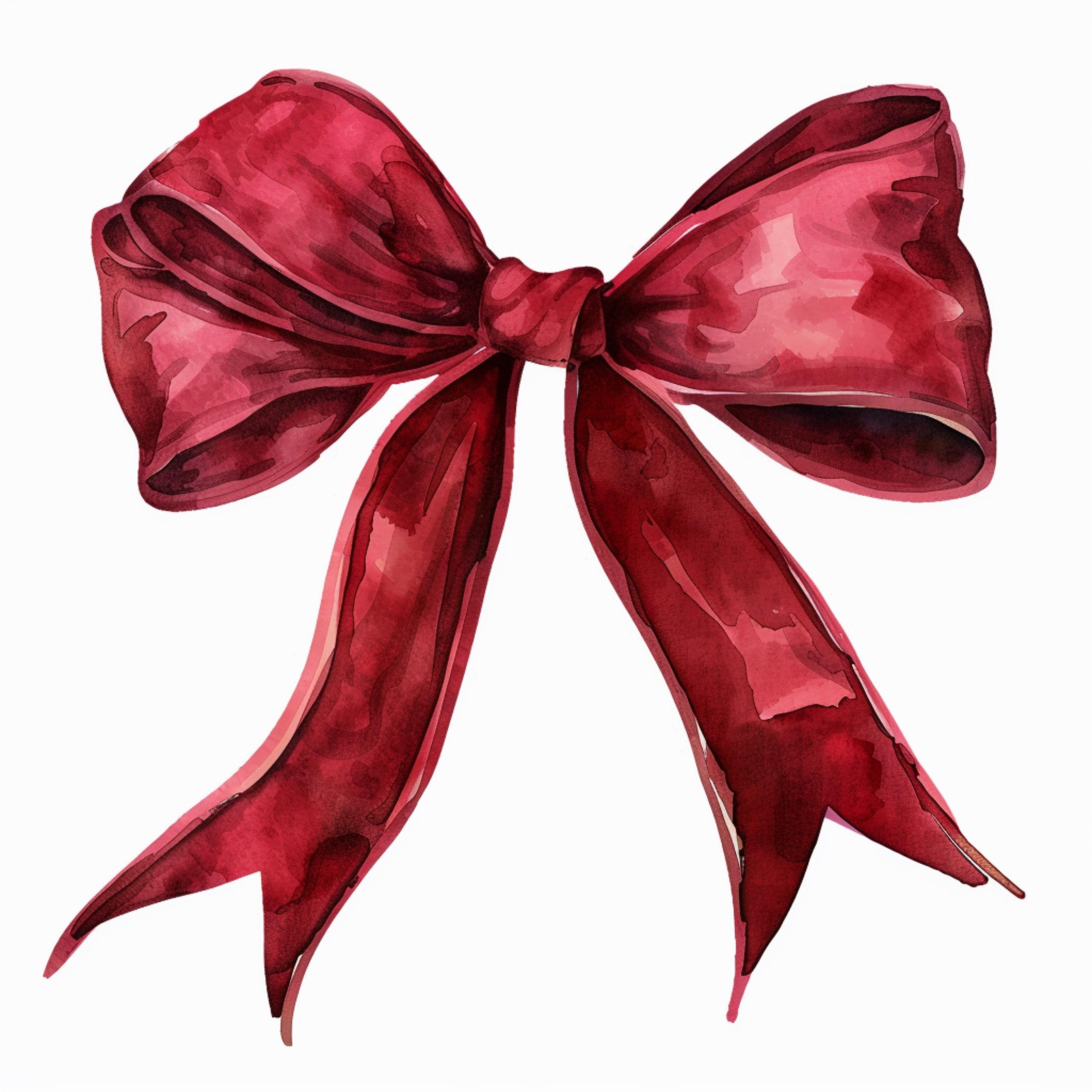 Watercolor Red Bow Clipart Bundle: Ribbon PNG for Scrapbooking (Digital Download