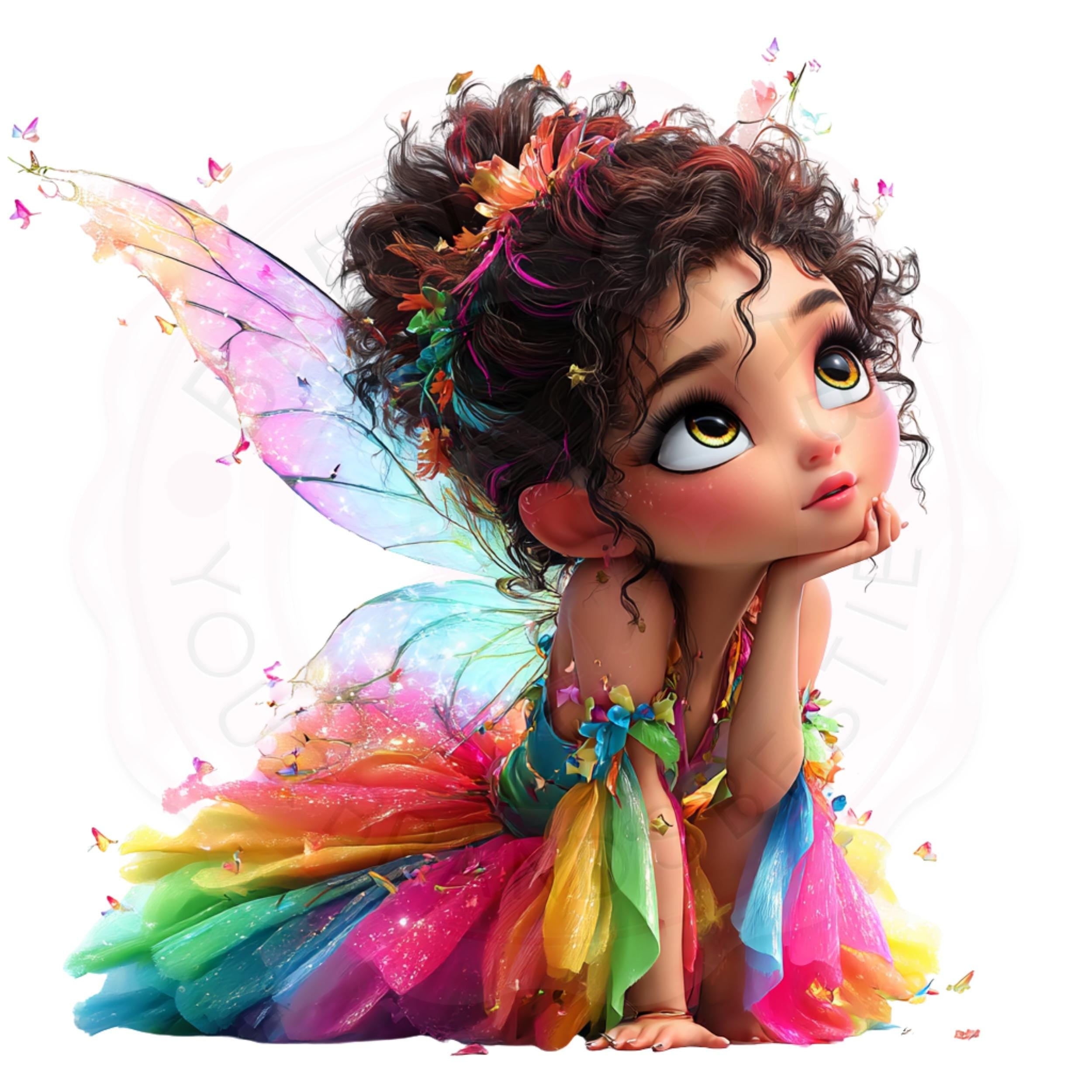Rainbow Fairy Clipart Set: Magical Girls PNG