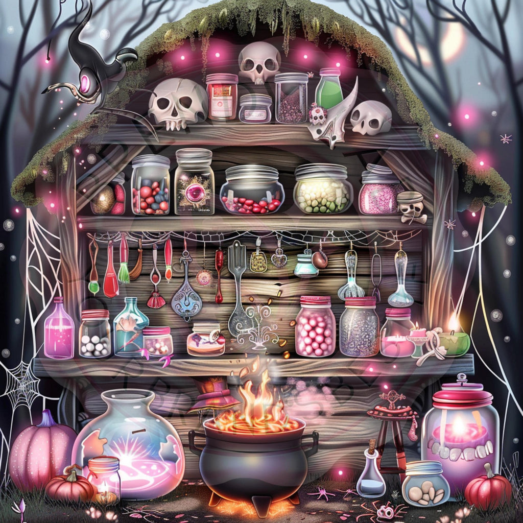 Witchy Halloween Backgrounds: Spooky Digital Clipart Bundle (PNG)