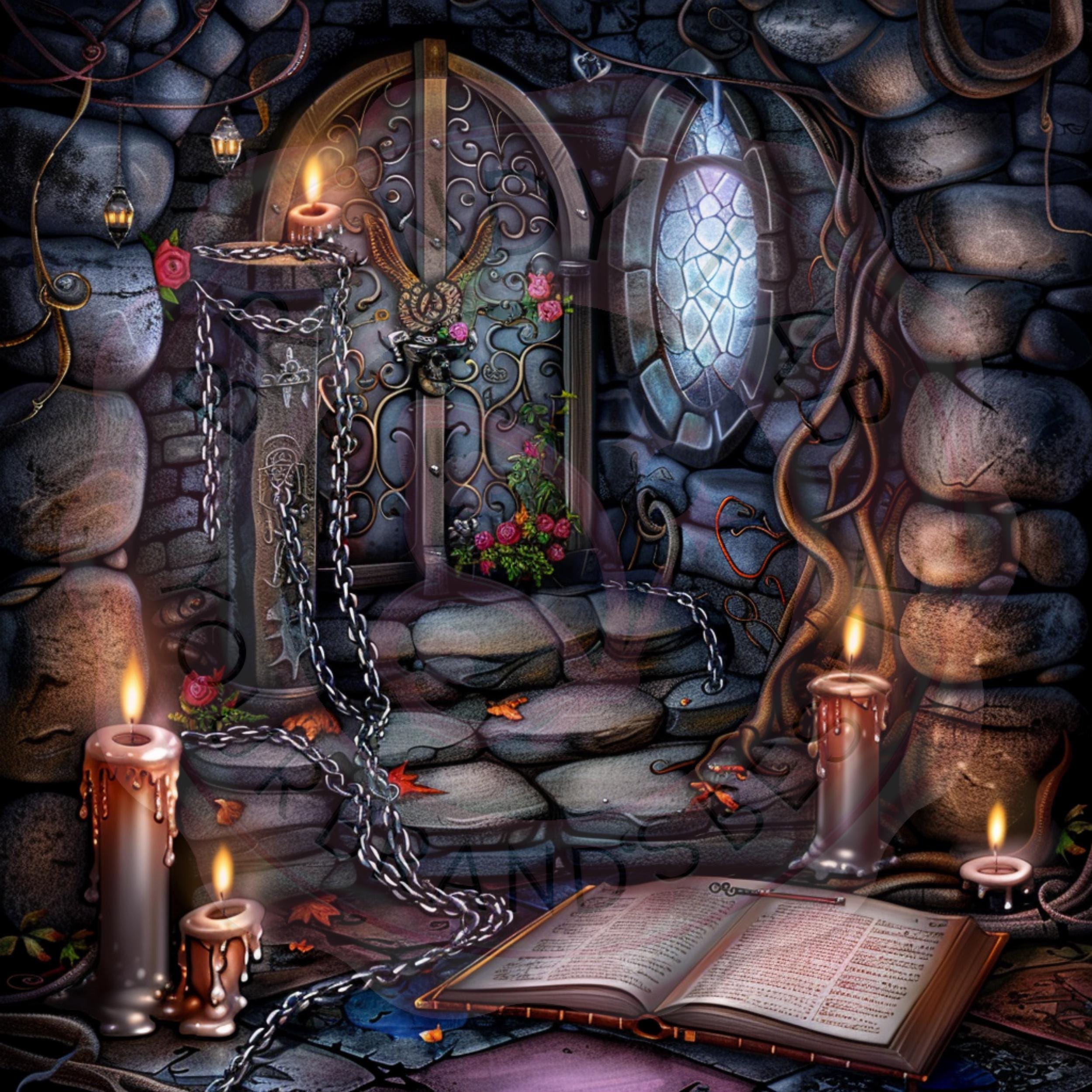 Witchy Halloween Backgrounds: Spooky Digital Clipart Bundle (PNG)