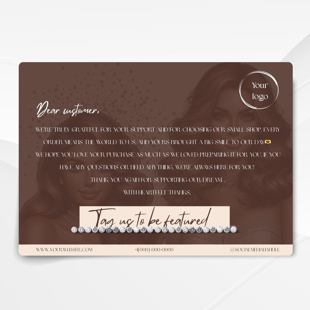 Elegant Brown Thank You Card Template: Small Business (Canva Editable)
