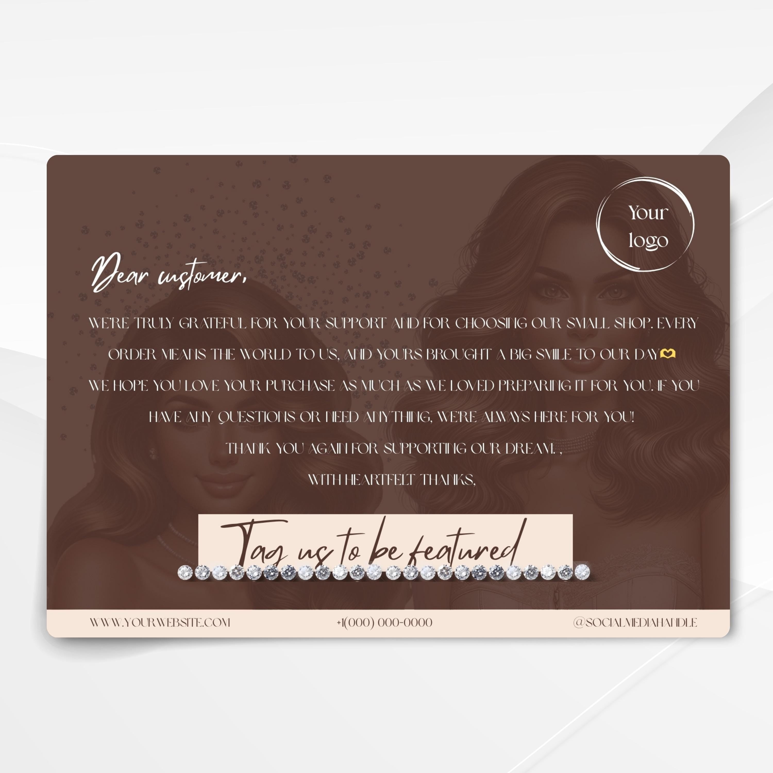 Elegant Brown Thank You Card Template: Small Business (Canva Editable)
