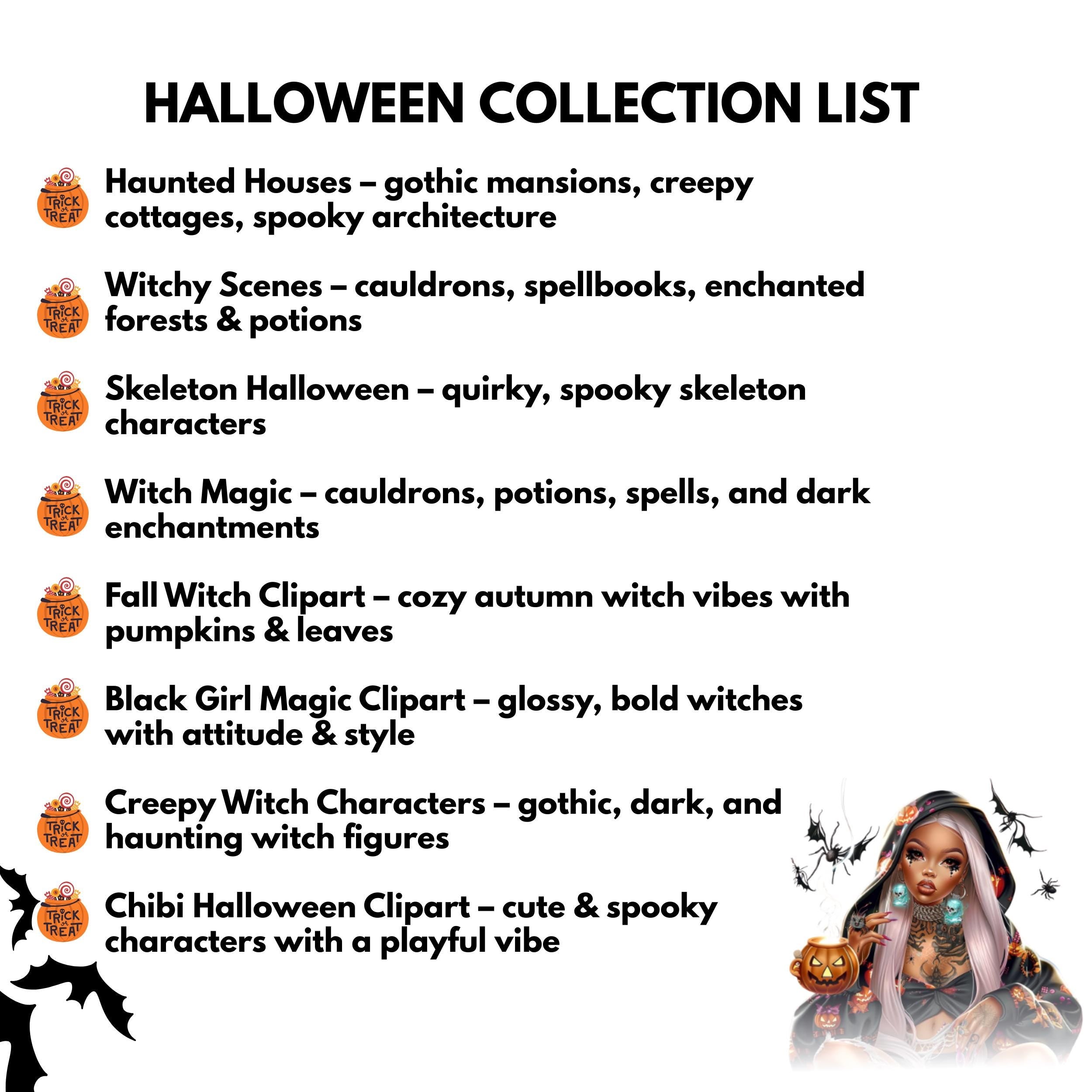 Halloween Clipart Mega Bundle: Witch, Ghost, Sublimation Designs