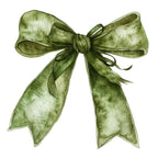 Watercolor Green Bow Clipart Bundle: Satin Ribbon PNG Graphics