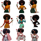 Black Woman Afro Art: Confident Fashion Girl PNG Clipart Bundle