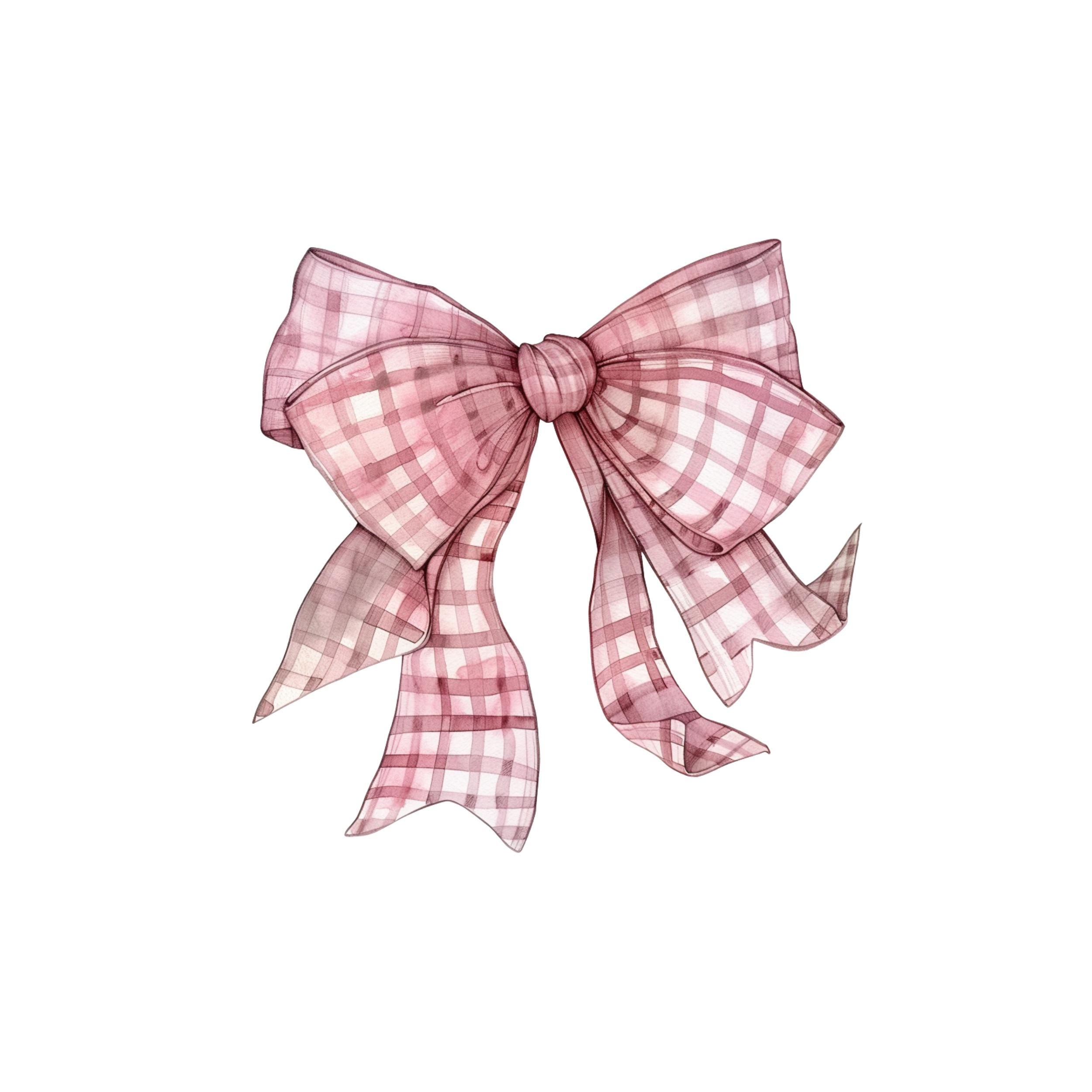 Watercolor Pink Bow Clipart Bundle: Satin & Ribbon PNG Graphics
