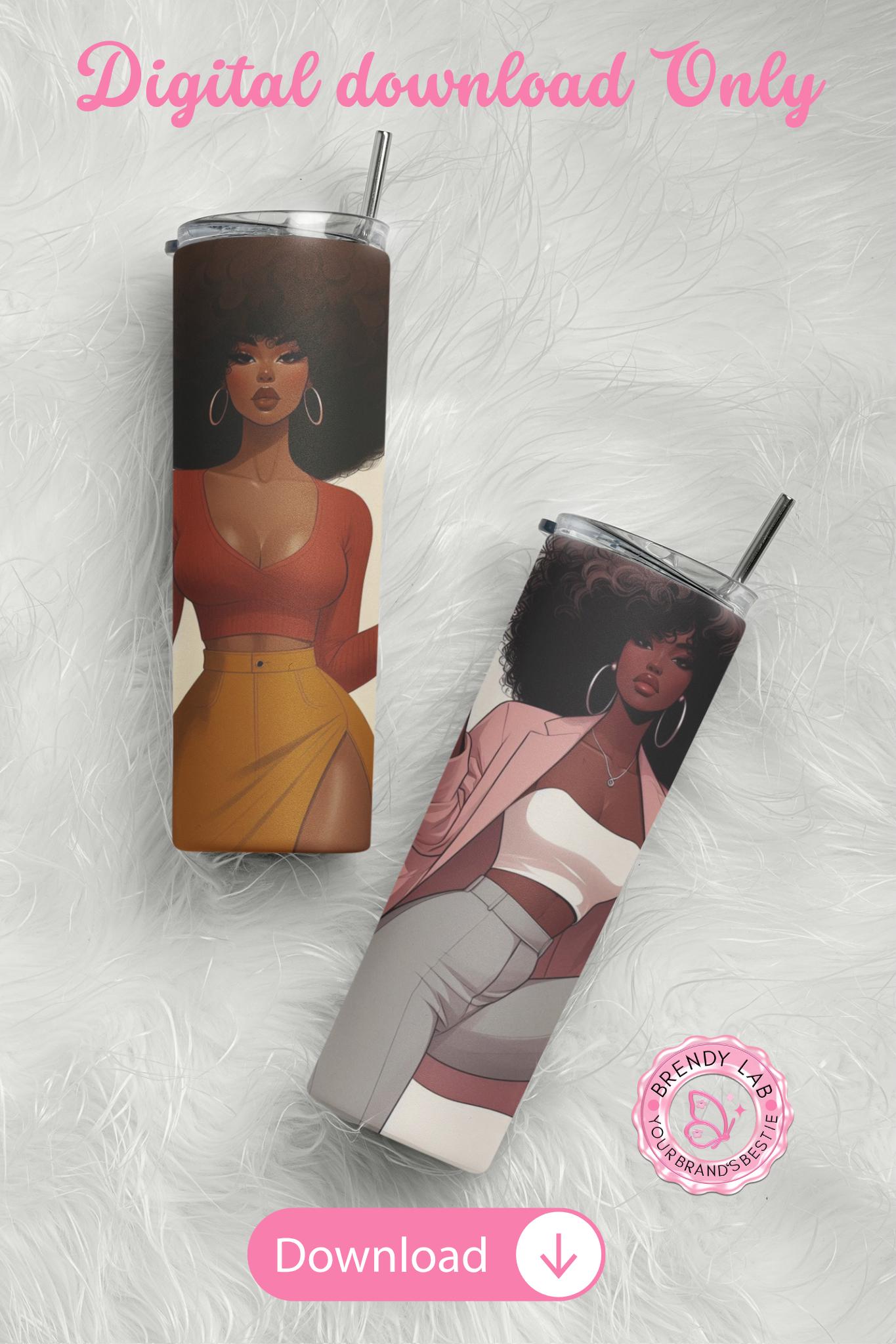 Black Woman Afro Art: Confident Fashion Girl PNG Clipart Bundle