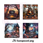 Witchy Halloween Backgrounds: Spooky Digital Clipart Bundle (PNG)