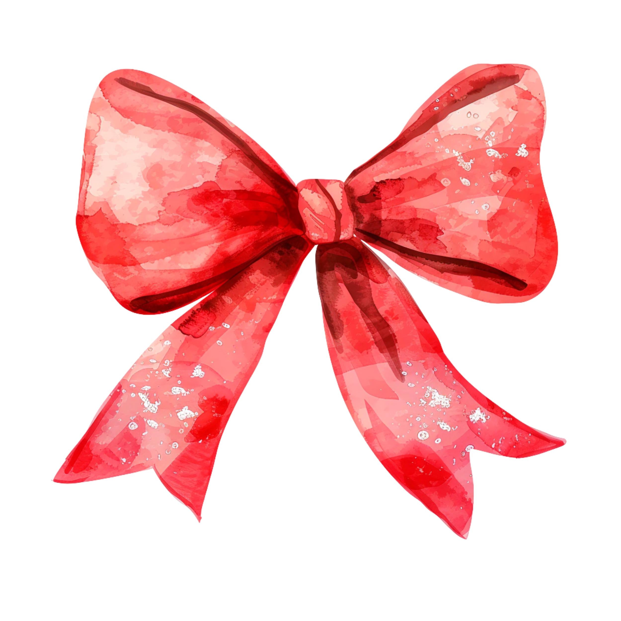 Watercolor Red Bow Clipart Bundle: Ribbon PNG for Scrapbooking (Digital Download