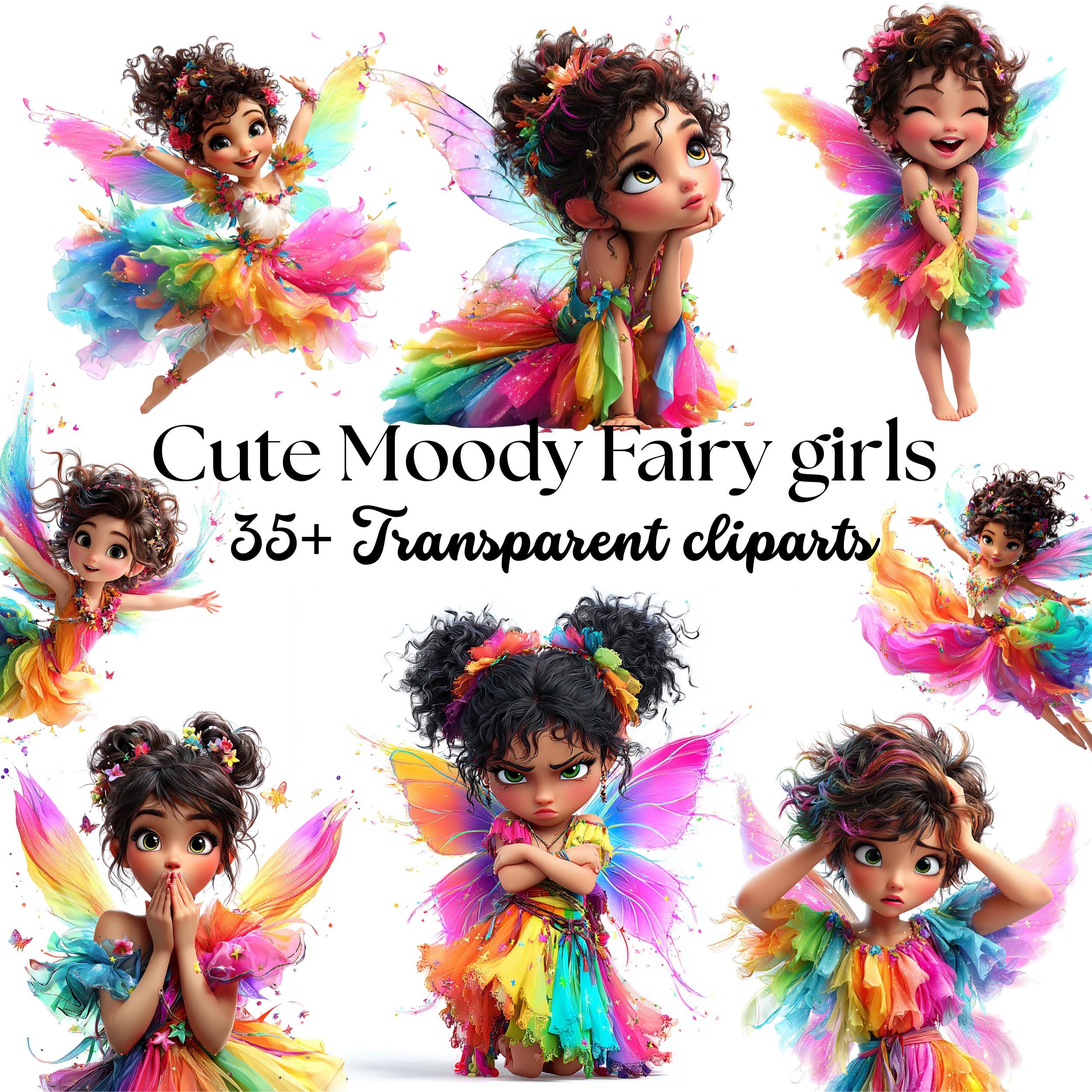 Rainbow Fairy Clipart Set: Magical Girls PNG