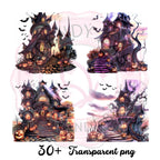 Haunted House Clipart Bundle: 30+ Spooky Halloween PNG Graphics