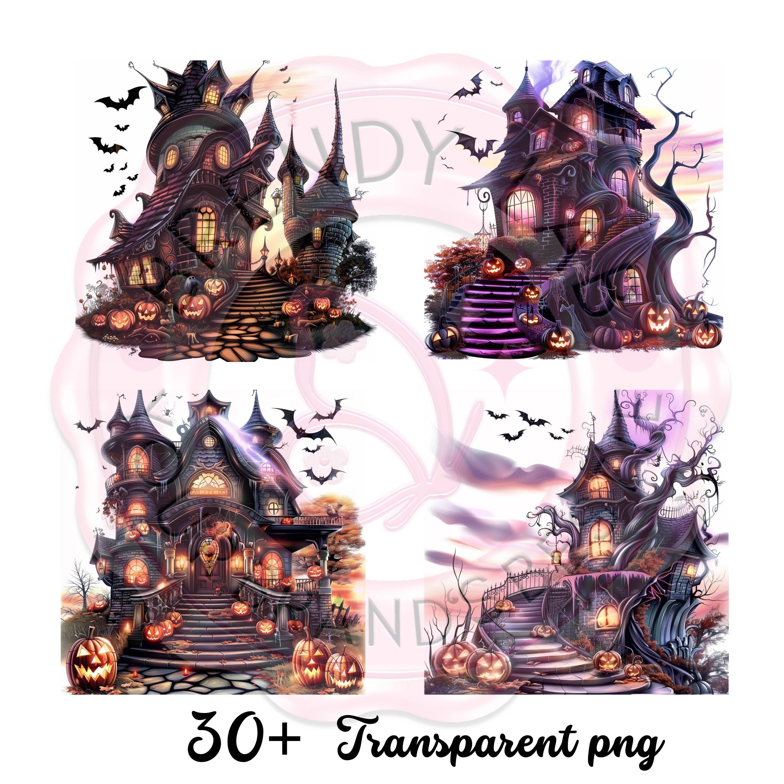 Haunted House Clipart Bundle: 30+ Spooky Halloween PNG Graphics