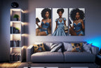 Melanin Clipart Bundle: Black Woman Reading in Denim