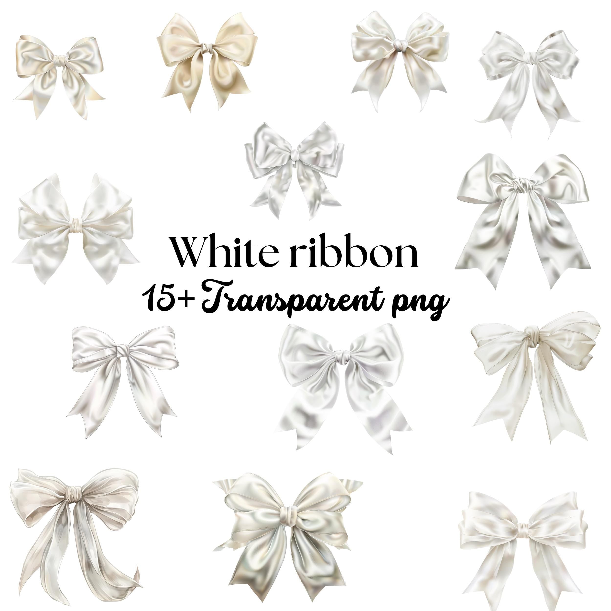 White Bow Clipart Bundle , Elegant Watercolor Ribbon PNG , Wedding, Baby Shower, Planner, Scrapbook, Sublimation